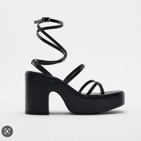 Zara Platform Lace Up Sandal NWT - Picture 2 of 3